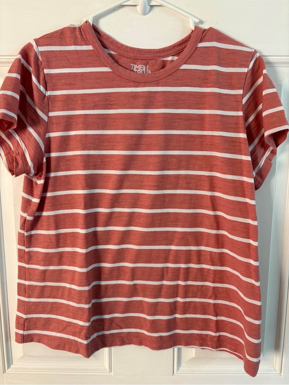 Time and Tru Rust & White Striped Tee